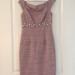 Bejeweled off the shoulder dress